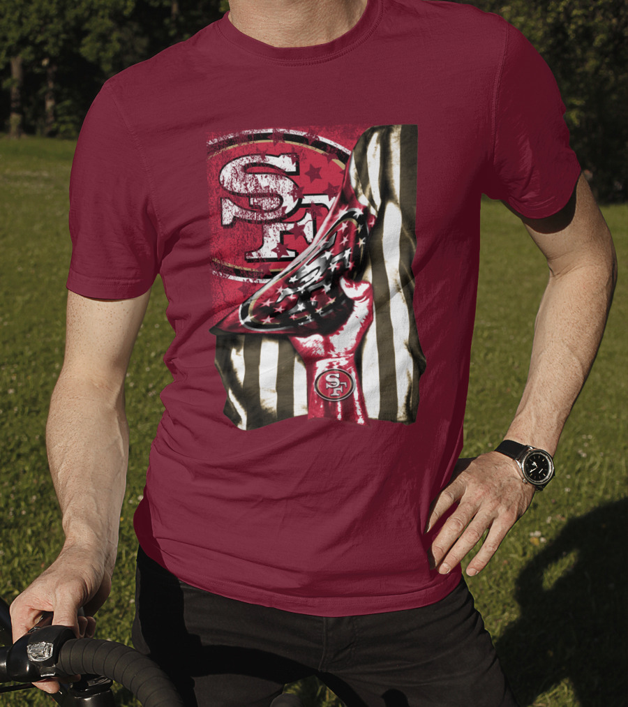San Francisco 49ers Sf Hand Flag Stars Stripes T-Shirt