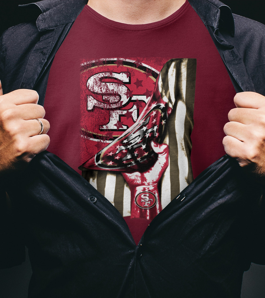 San Francisco 49ers Sf Hand Flag Stars Stripes T-Shirt