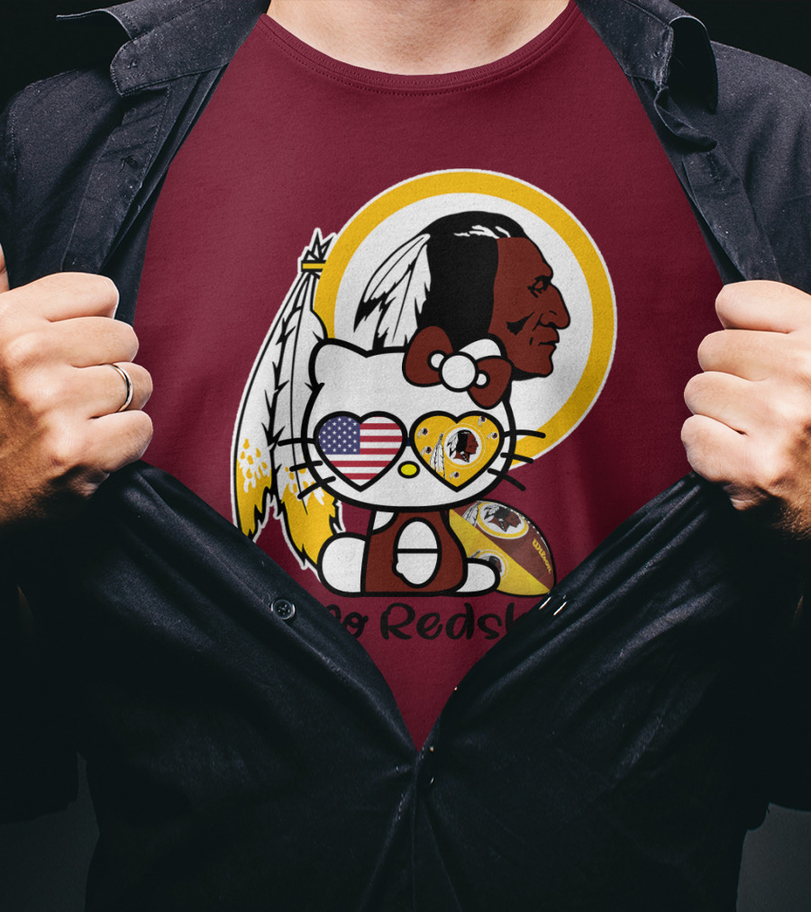 Hello Redskins Icon With Character And Feathers T-Shirt