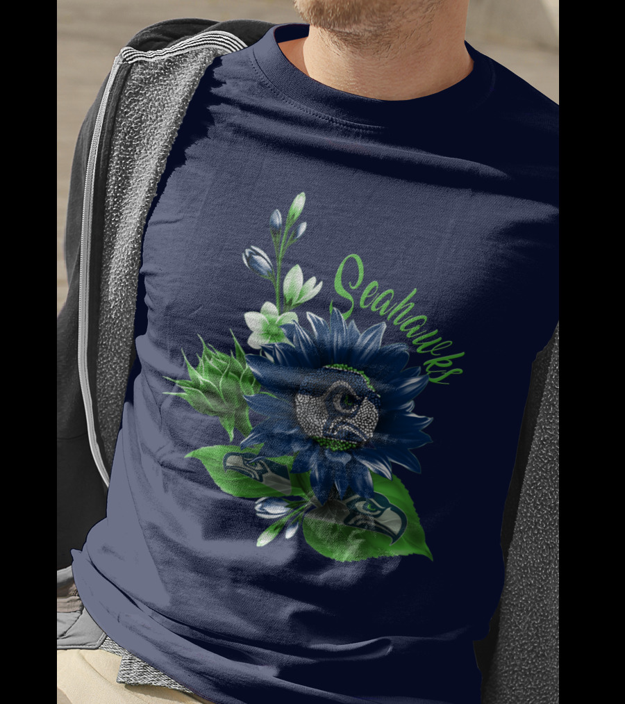 Seahawks Flower Design With Team Logo Elements T-Shirt
