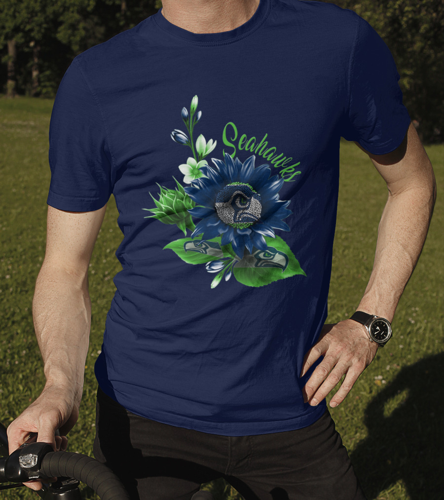 Seahawks Flower Design With Team Logo Elements T-Shirt