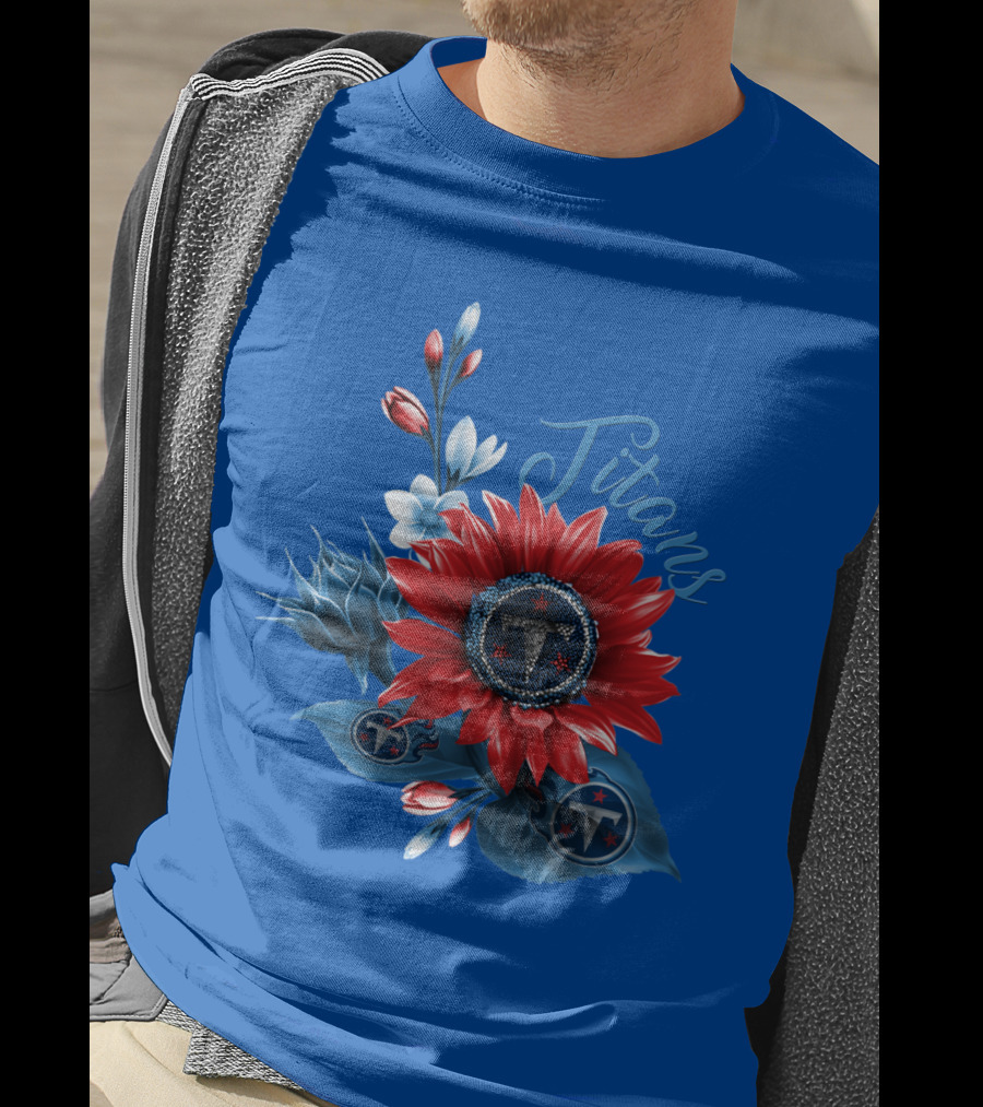 Tennessee Titans Floral Design With Logo Elements T-Shirt