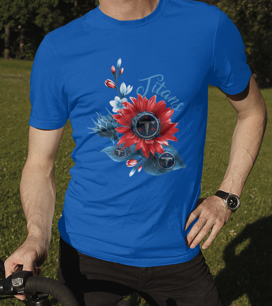Tennessee Titans Floral Design With Logo Elements T-Shirt