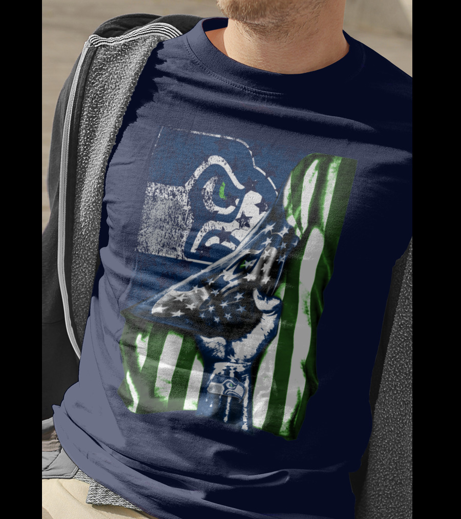 Seattle Seahawks American Flag Fist T-Shirt