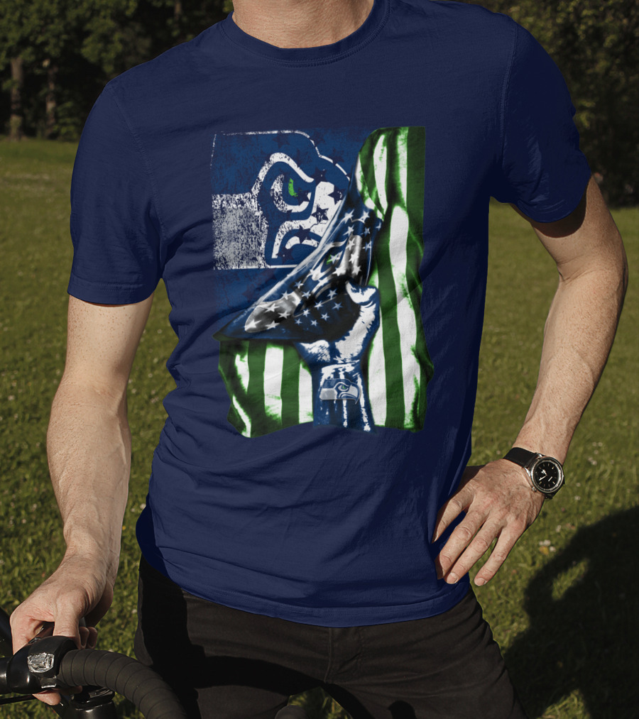 Seattle Seahawks American Flag Fist T-Shirt