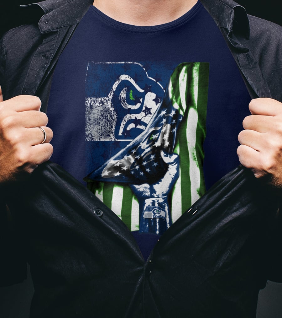 Seattle Seahawks American Flag Fist T-Shirt