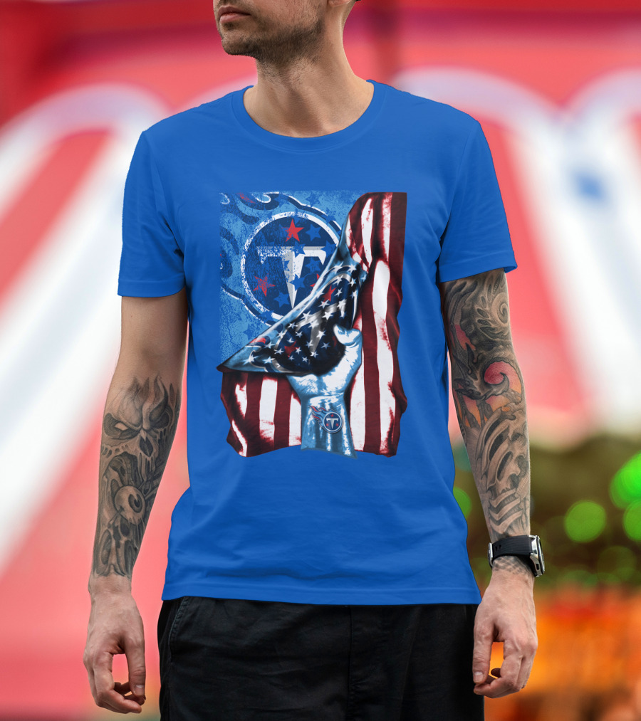 Tennessee Titans American Flag Stars And Stripes Team T-Shirt