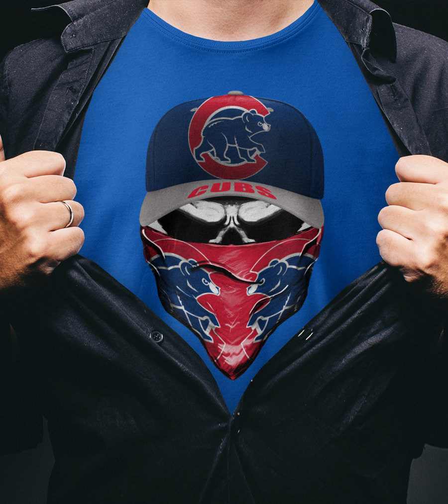 Chicago Cubs Bear Logo Cap And Bandana Combo T-Shirt