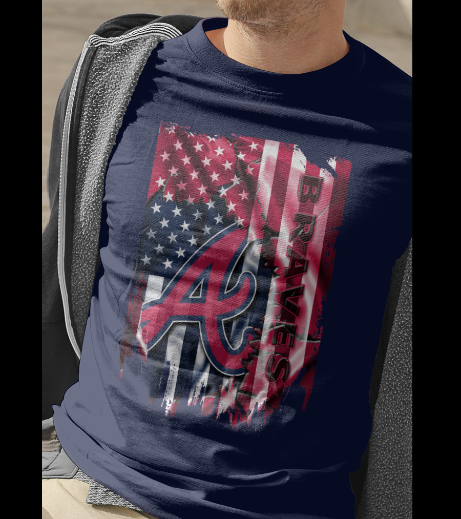 Atlanta Braves American Flag Grunge Style T-Shirt
