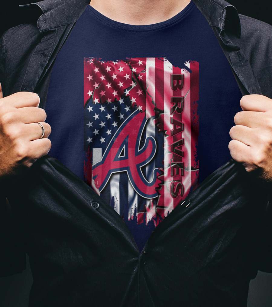 Atlanta Braves American Flag Grunge Style T-Shirt