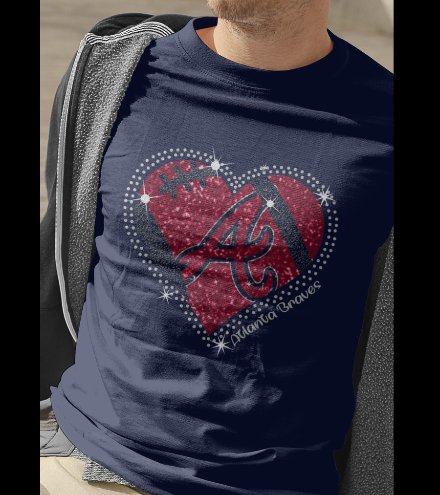 Atlanta Braves Heart With Sparkling Baseball T-Shirt