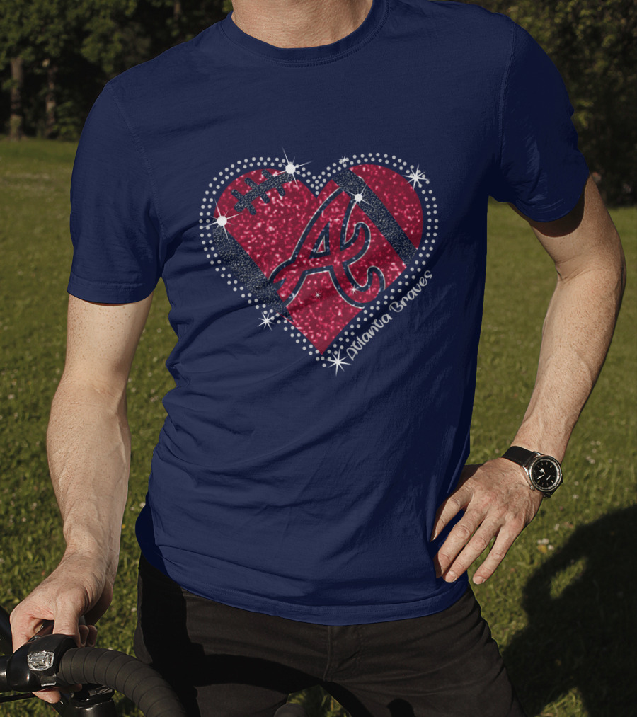 Atlanta Braves Heart With Sparkling Baseball T-Shirt