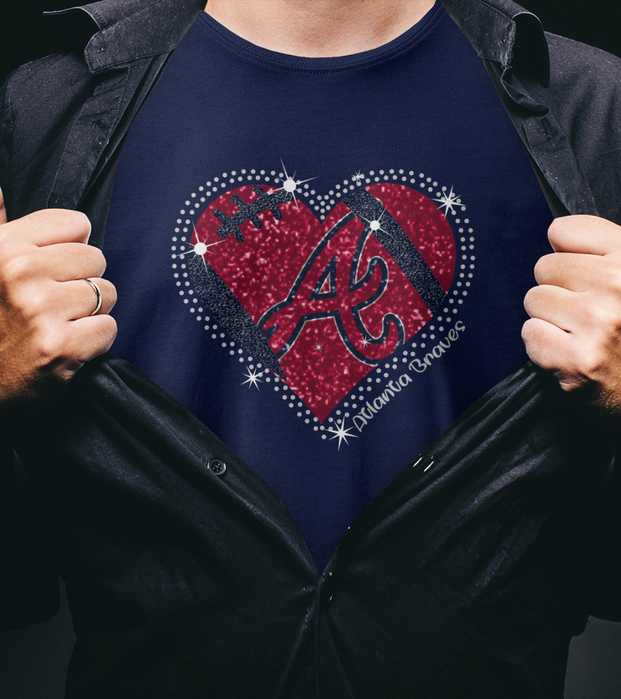 Atlanta Braves Heart With Sparkling Baseball T-Shirt