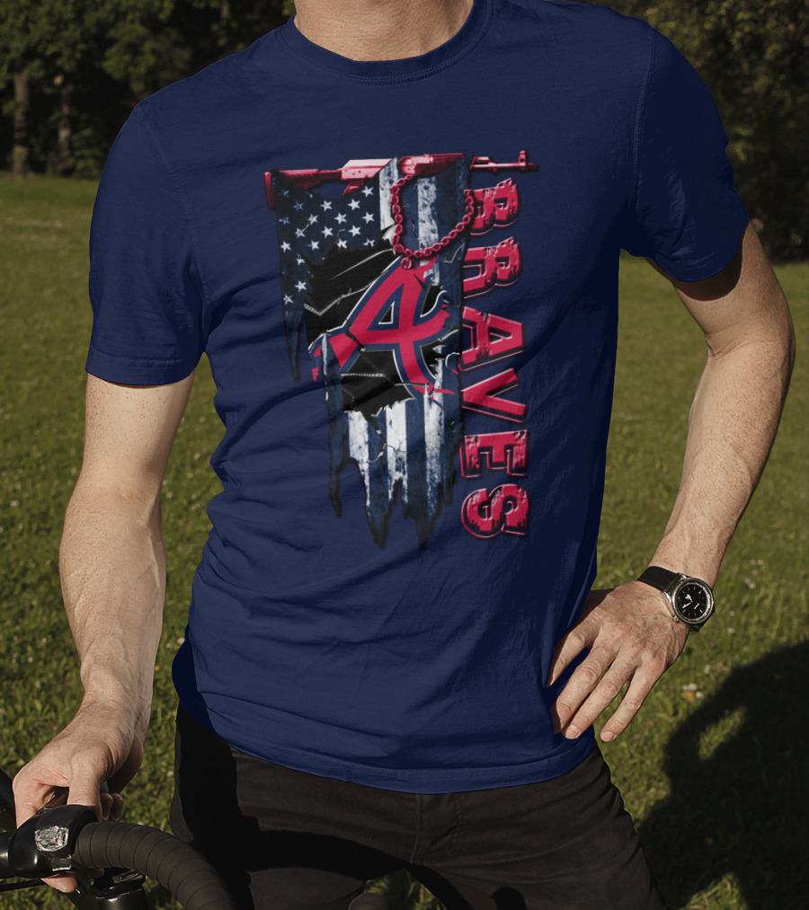 Atlanta Braves Patriotic Logo American Flag T-Shirt