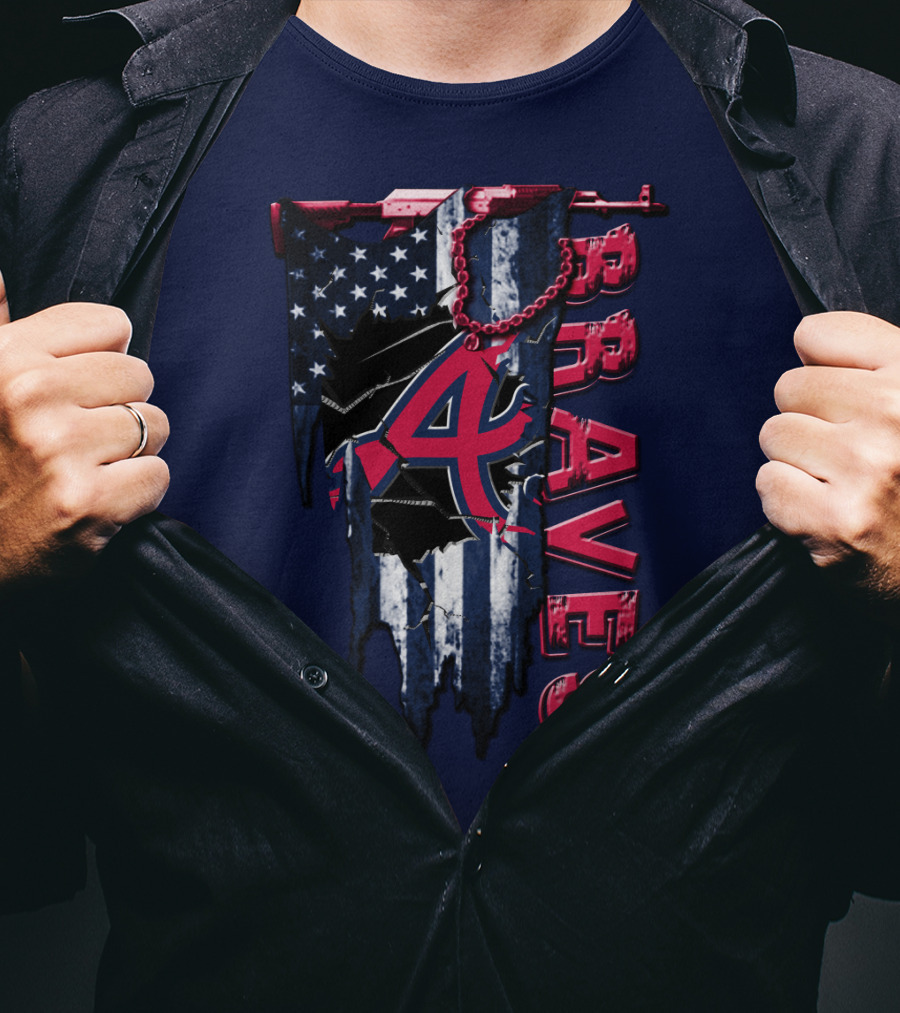 Atlanta Braves Patriotic Logo American Flag T-Shirt