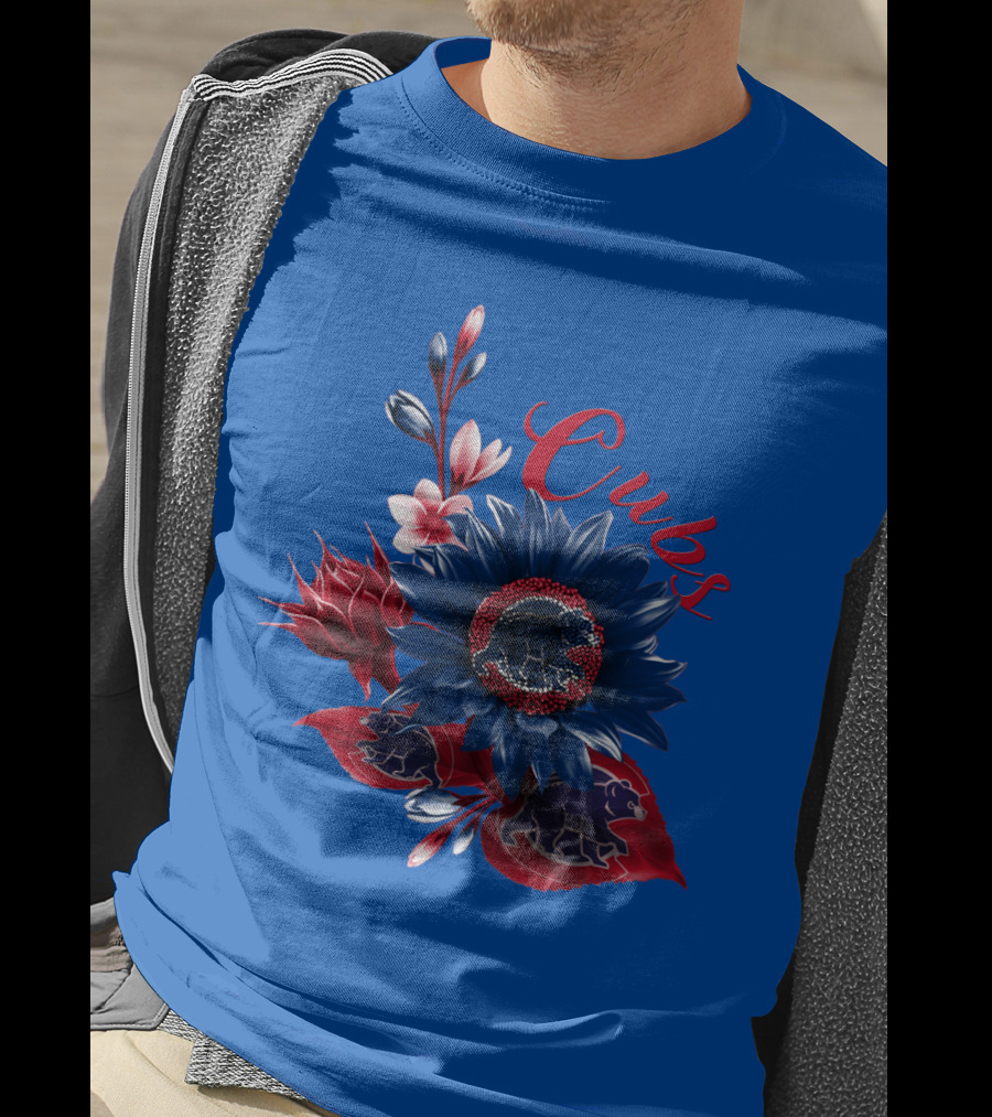 Cubs Blue And Red Floral T-Shirt