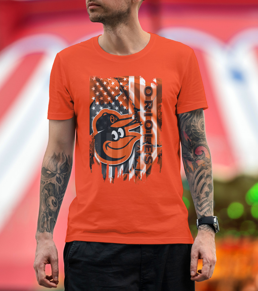 Baltimore Orioles American Flag Bird T-Shirt