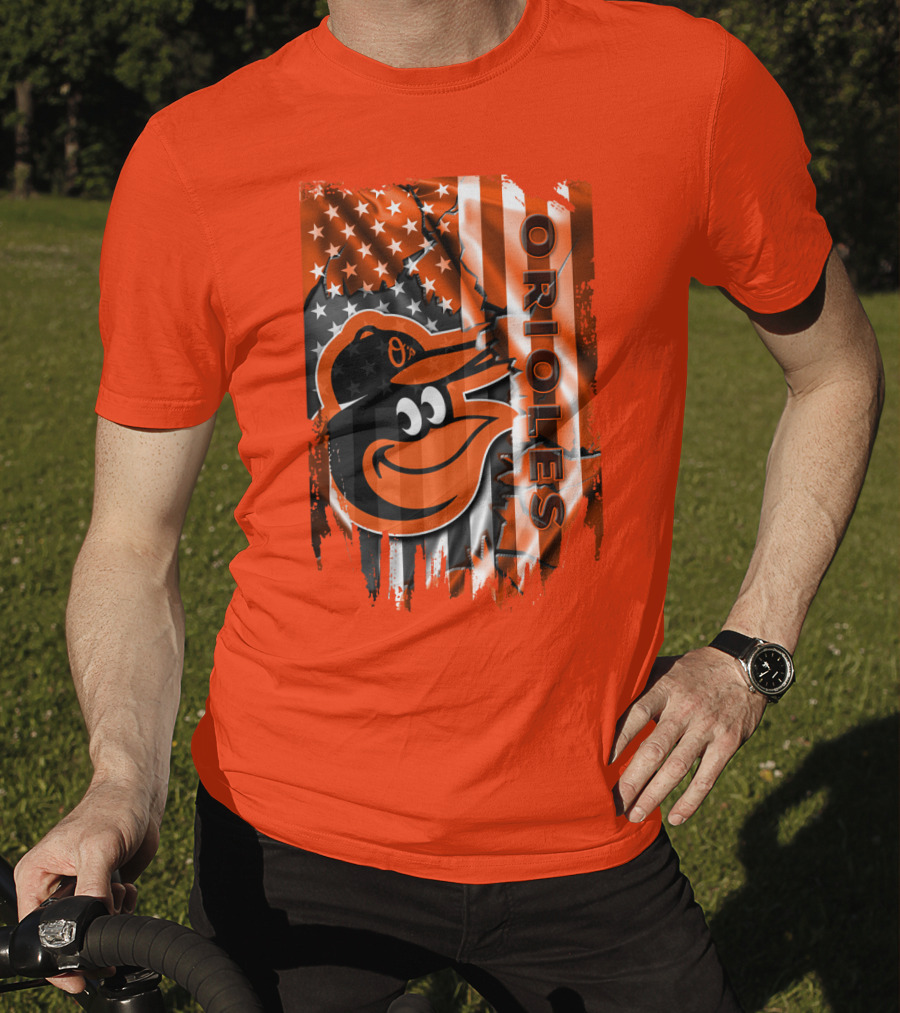 Baltimore Orioles American Flag Bird T-Shirt