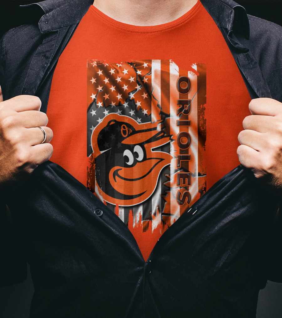 Baltimore Orioles American Flag Bird T-Shirt