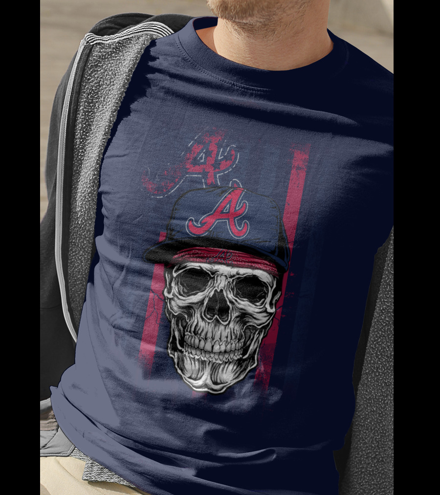 Atlanta Braves Skull With Cap And Team T-Shirt