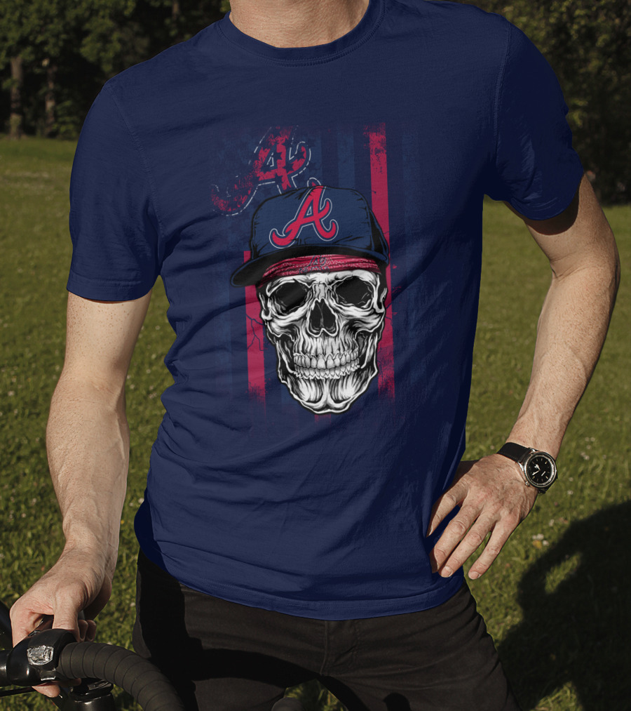 Atlanta Braves Skull With Cap And Team T-Shirt