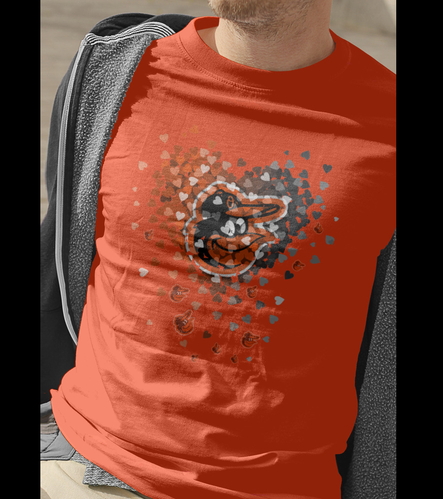 Baltimore Orioles Heart Pattern With Team T-Shirt