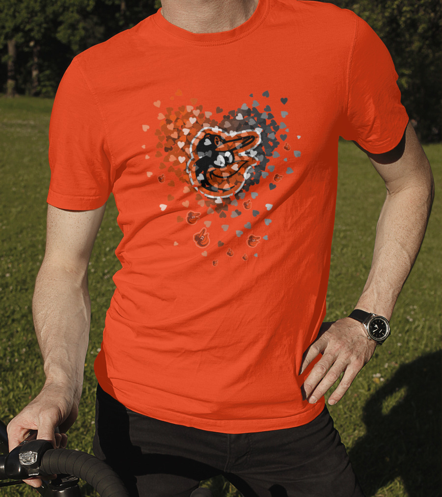 Baltimore Orioles Heart Pattern With Team T-Shirt
