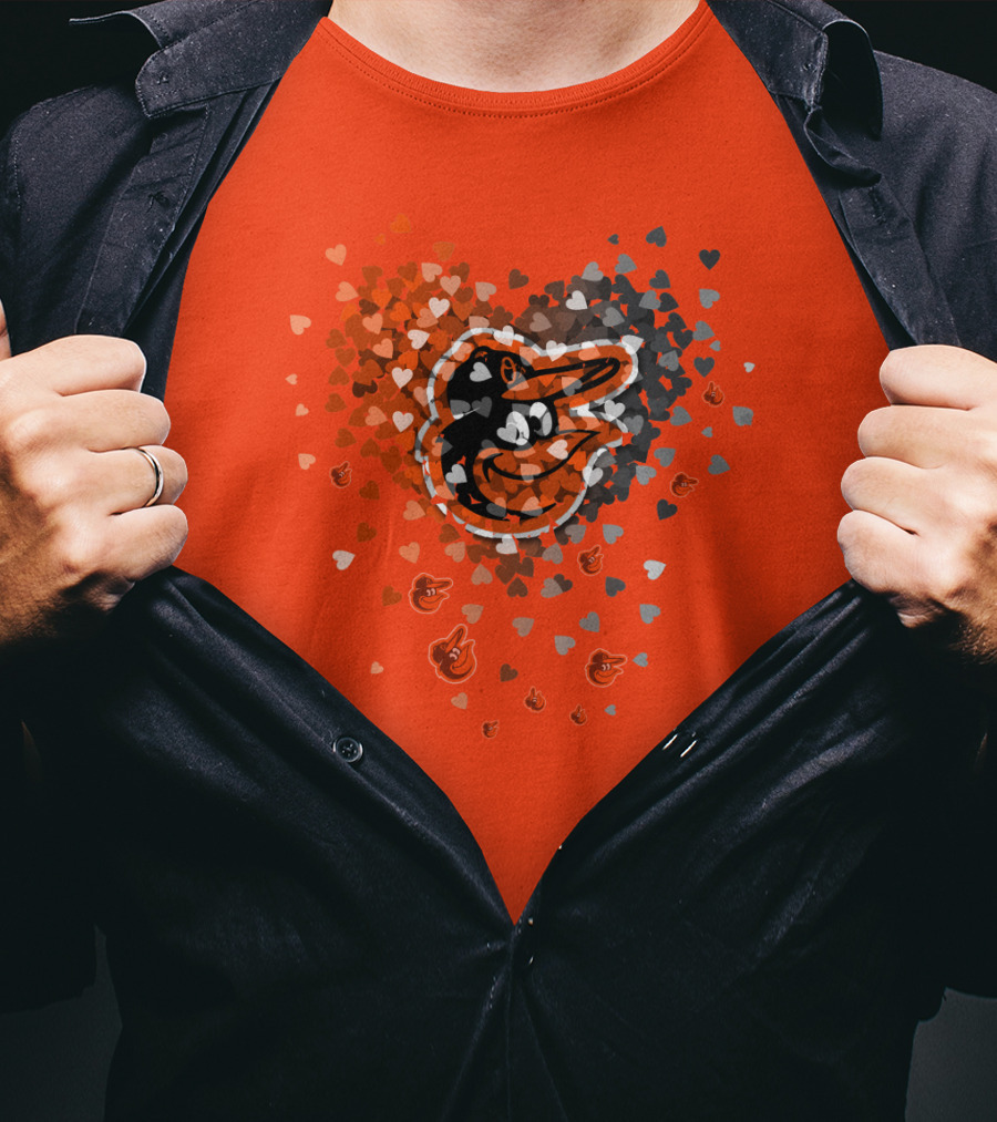 Baltimore Orioles Heart Pattern With Team T-Shirt