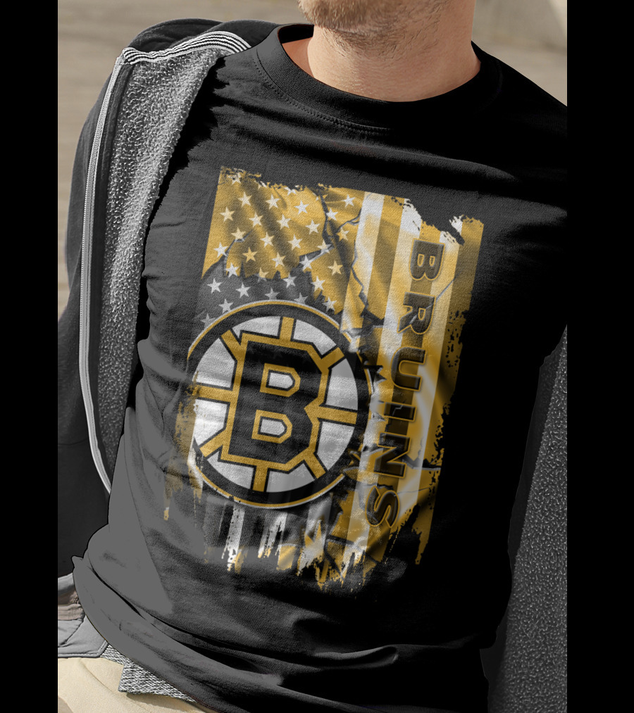 Boston Bruins American Flag Logo Stars And Stripes T-Shirt