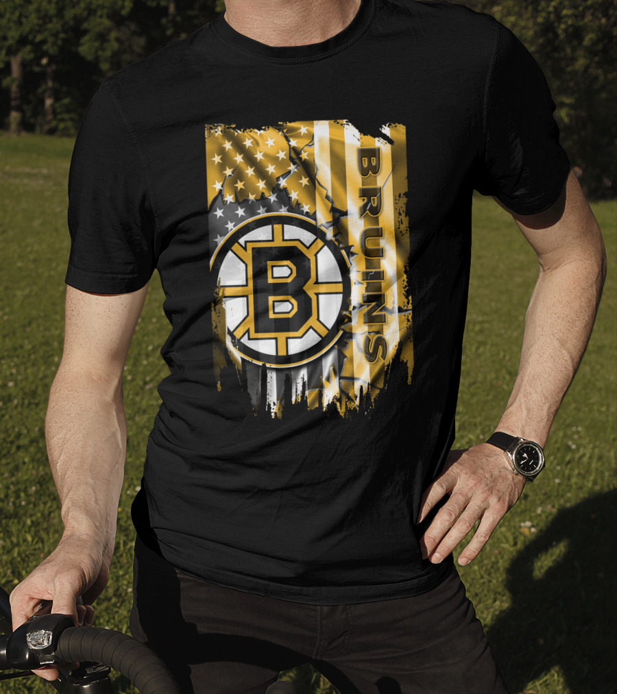 Boston Bruins American Flag Logo Stars And Stripes T-Shirt