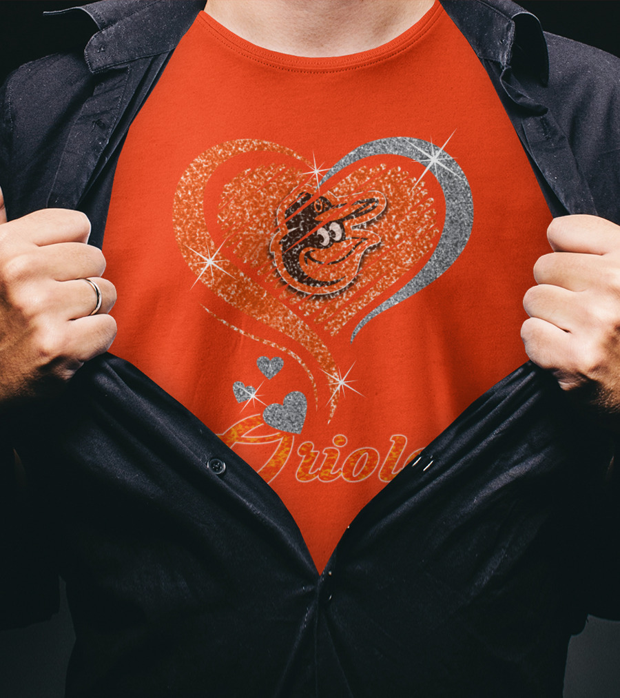 Orioles Heart Sparkle Design Baltimore Orioles T-Shirt