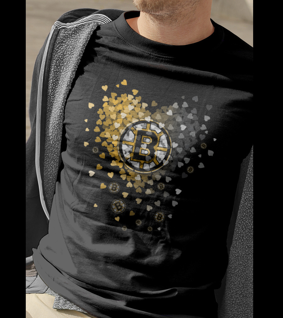 Boston Bruins Heart-Inspired Logo And Symbol Design With Colorful Hearts T-Shirt