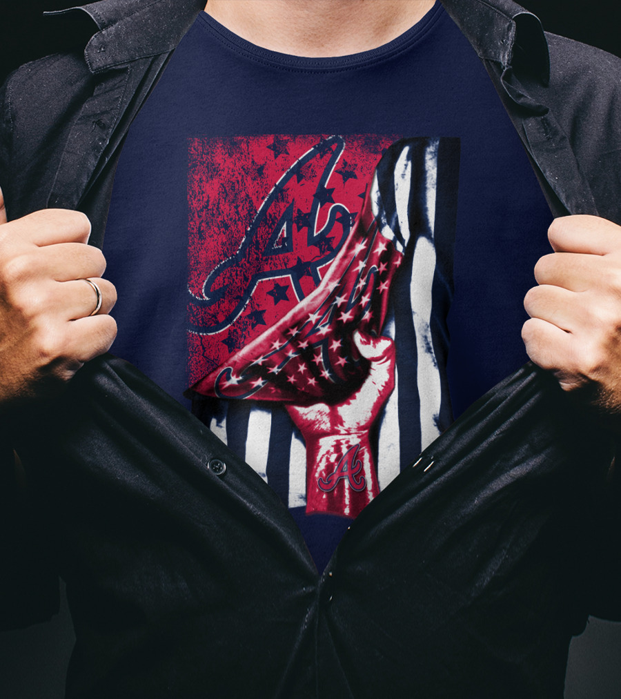 Atlanta Braves A Logo Stars And Stripes Flag T-Shirt
