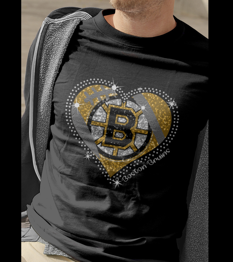 Boston Bruins Sparkling Heart T-Shirt
