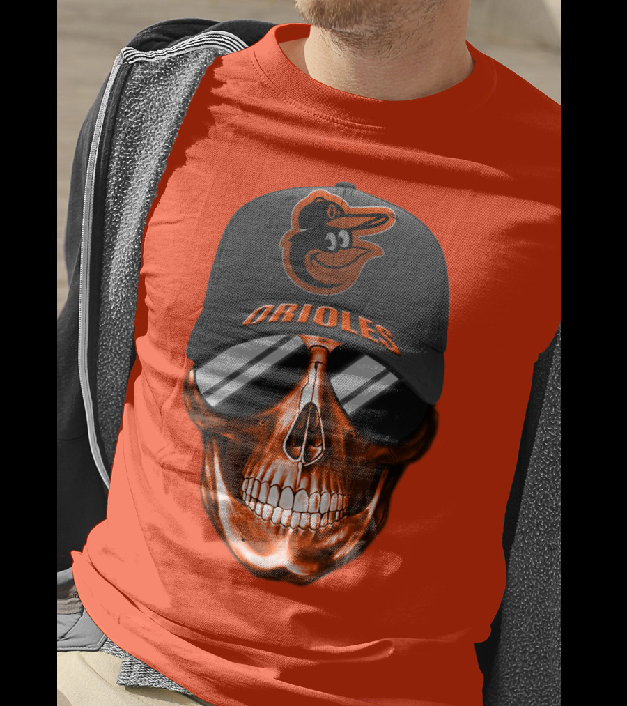 Baltimore Orioles Skull With Cap T-Shirt