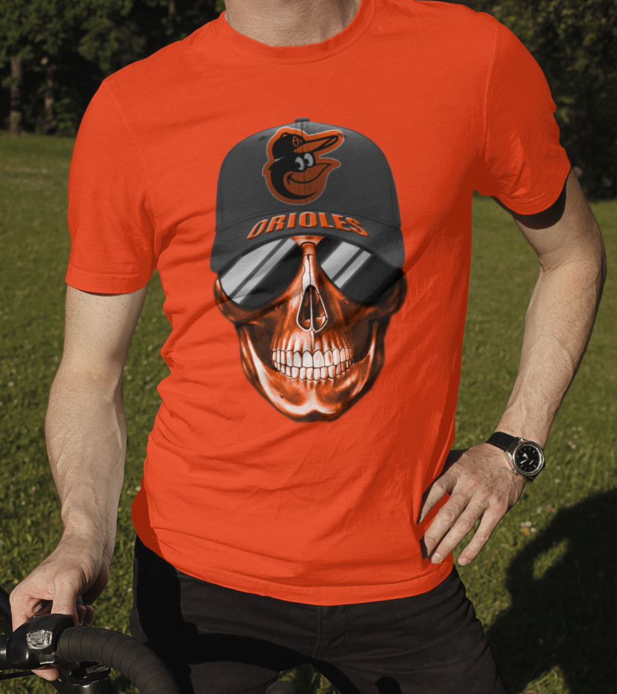 Baltimore Orioles Skull With Cap T-Shirt