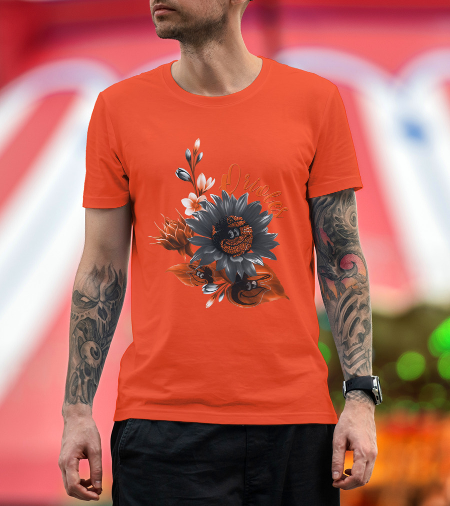 Orioles Sunflower Floral Design Baltimore Orioles T-Shirt