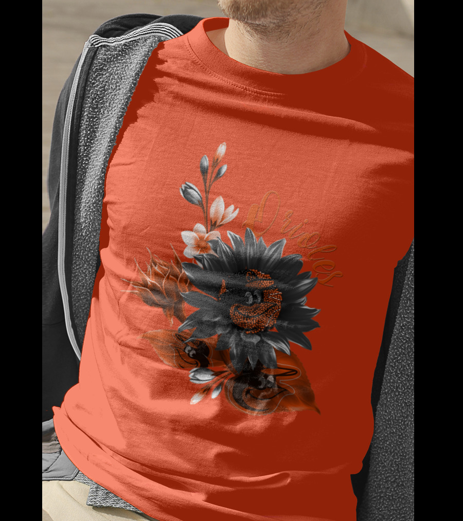 Orioles Sunflower Floral Design Baltimore Orioles T-Shirt