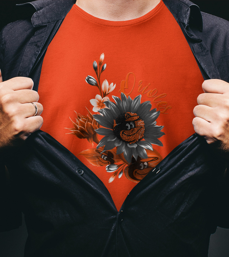 Orioles Sunflower Floral Design Baltimore Orioles T-Shirt