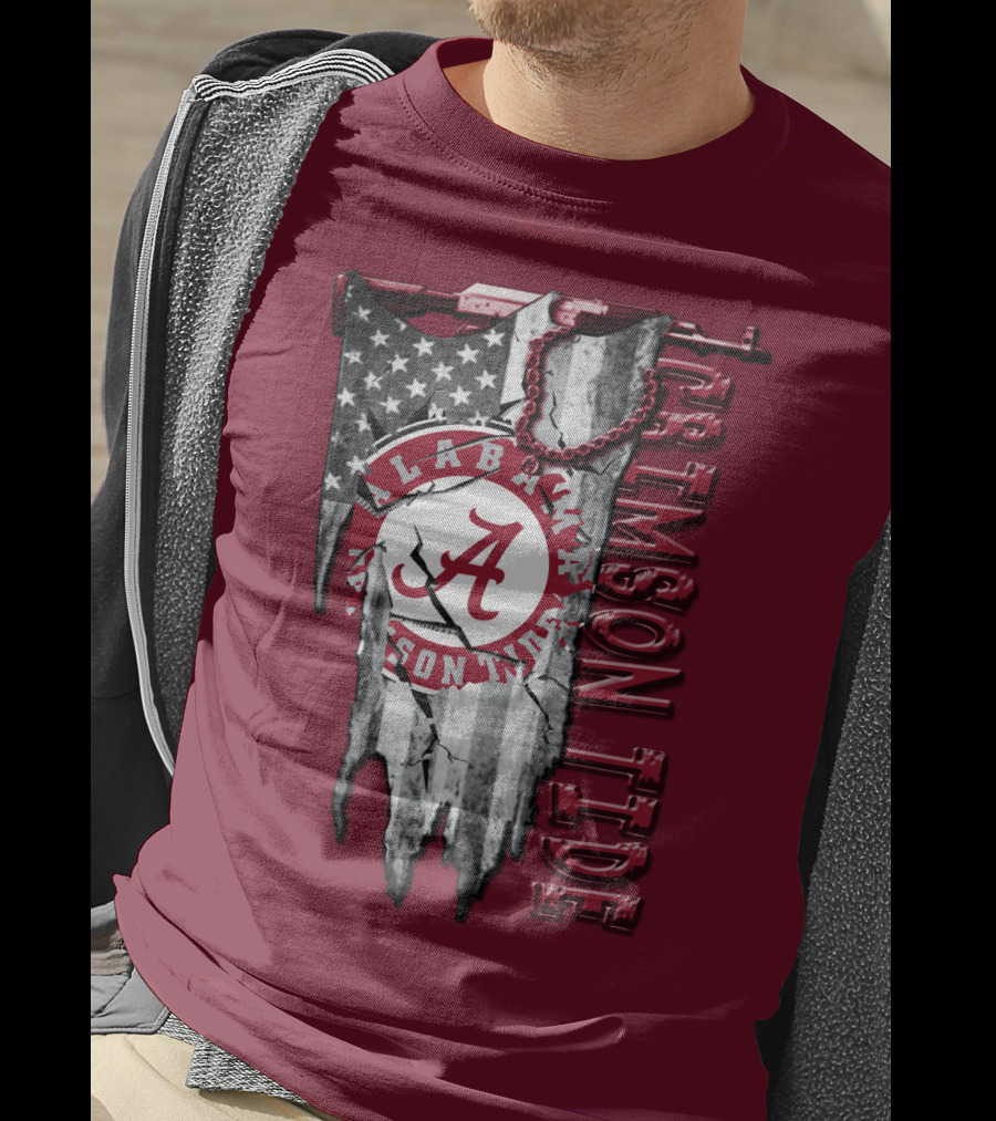 Alabama Crimson Tide American Flag Distressed T-Shirt