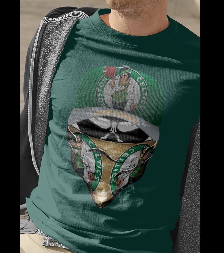 Boston Celtics Lucky The Leprechaun Masked Cap T-Shirt