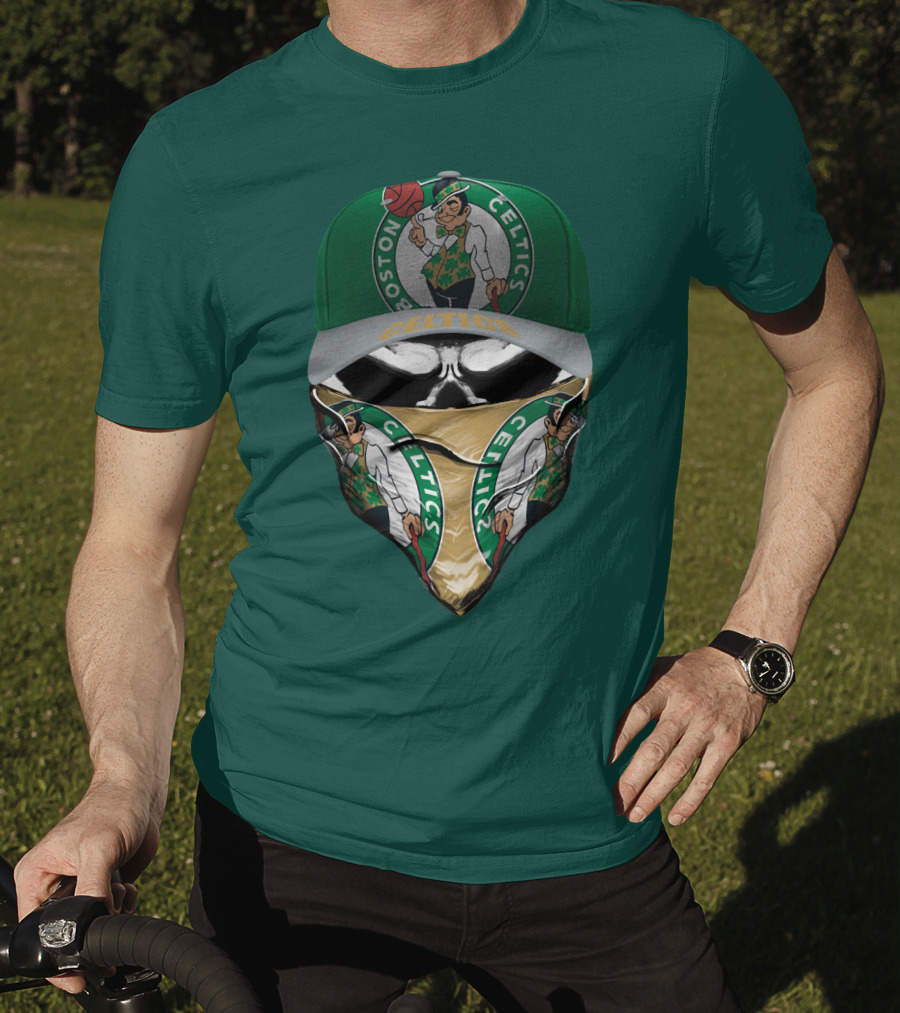 Boston Celtics Lucky The Leprechaun Masked Cap T-Shirt