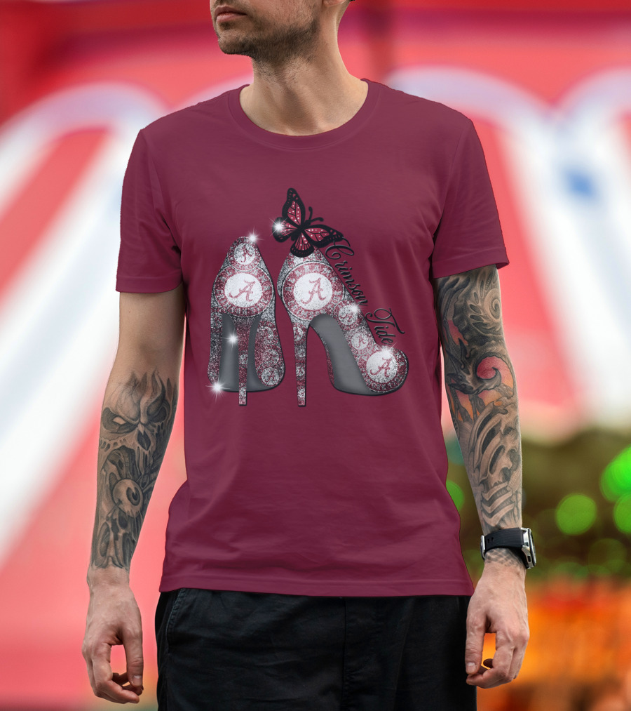 Crimson Tide Heels With Butterfly T-Shirt