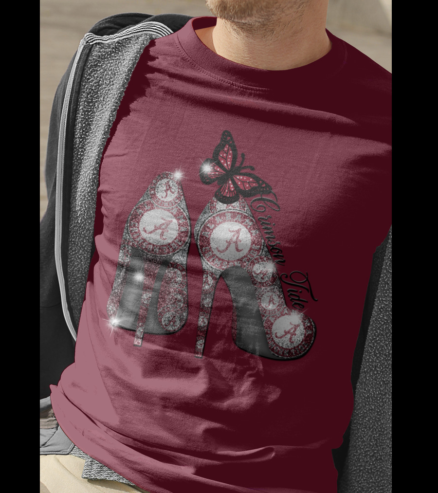 Crimson Tide Heels With Butterfly T-Shirt