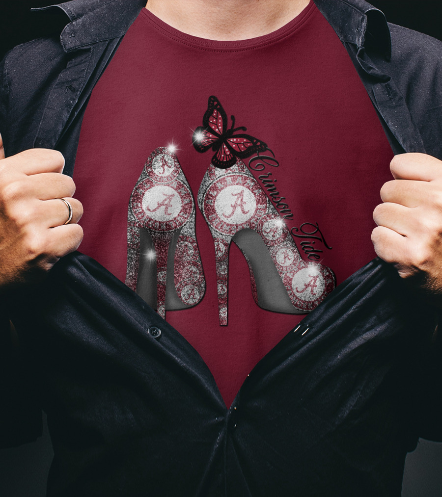 Crimson Tide Heels With Butterfly T-Shirt