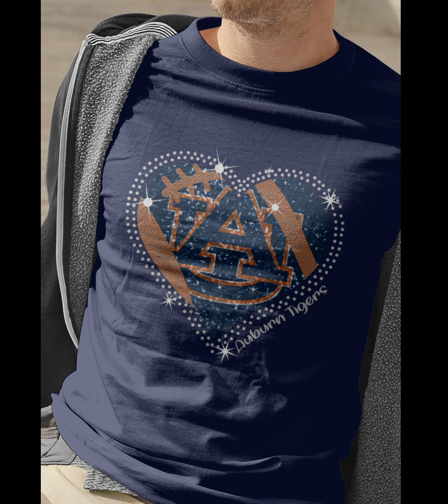 Auburn Tigers Heart With Football T-Shirt
