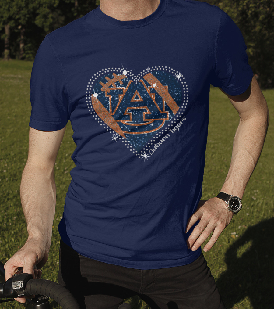 Auburn Tigers Heart With Football T-Shirt