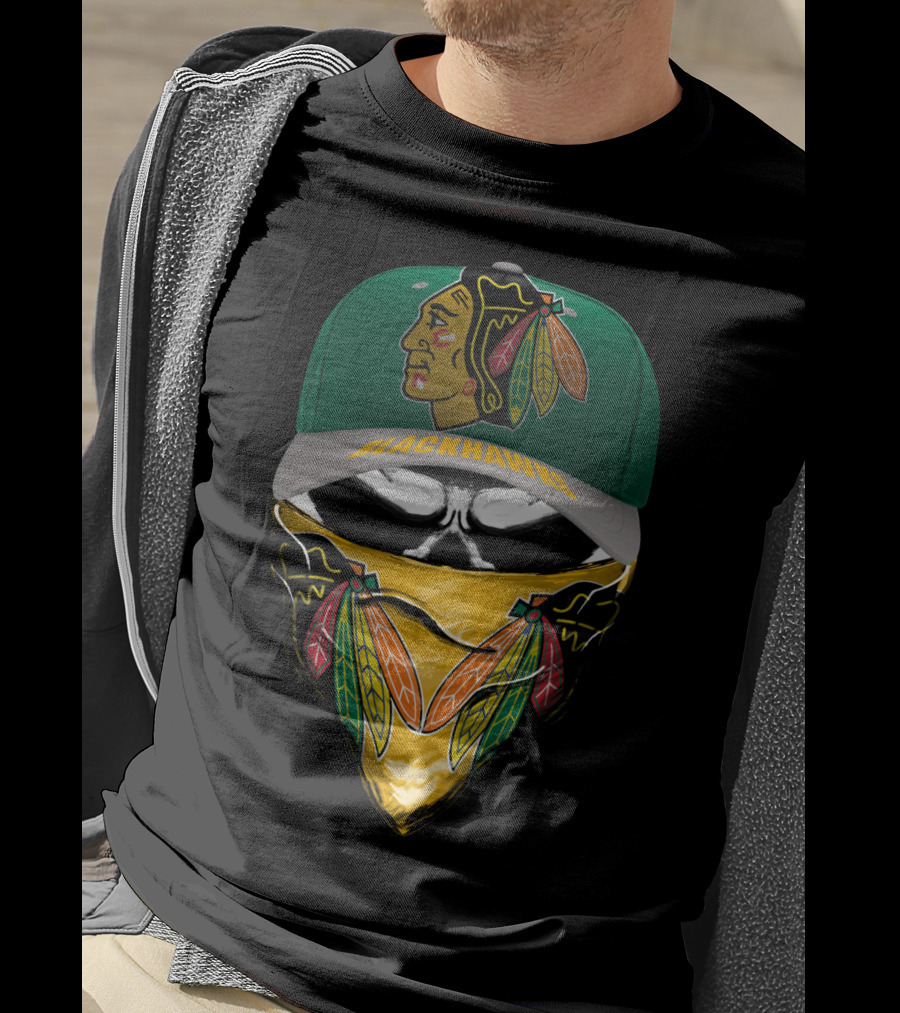 Chicago Blackhawks Logo Cap And Mask Combo T-Shirt