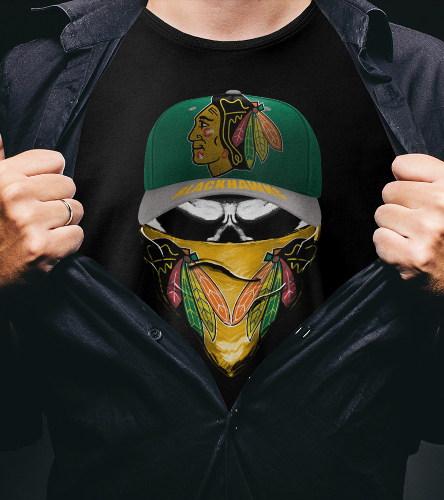 Chicago Blackhawks Logo Cap And Mask Combo T-Shirt