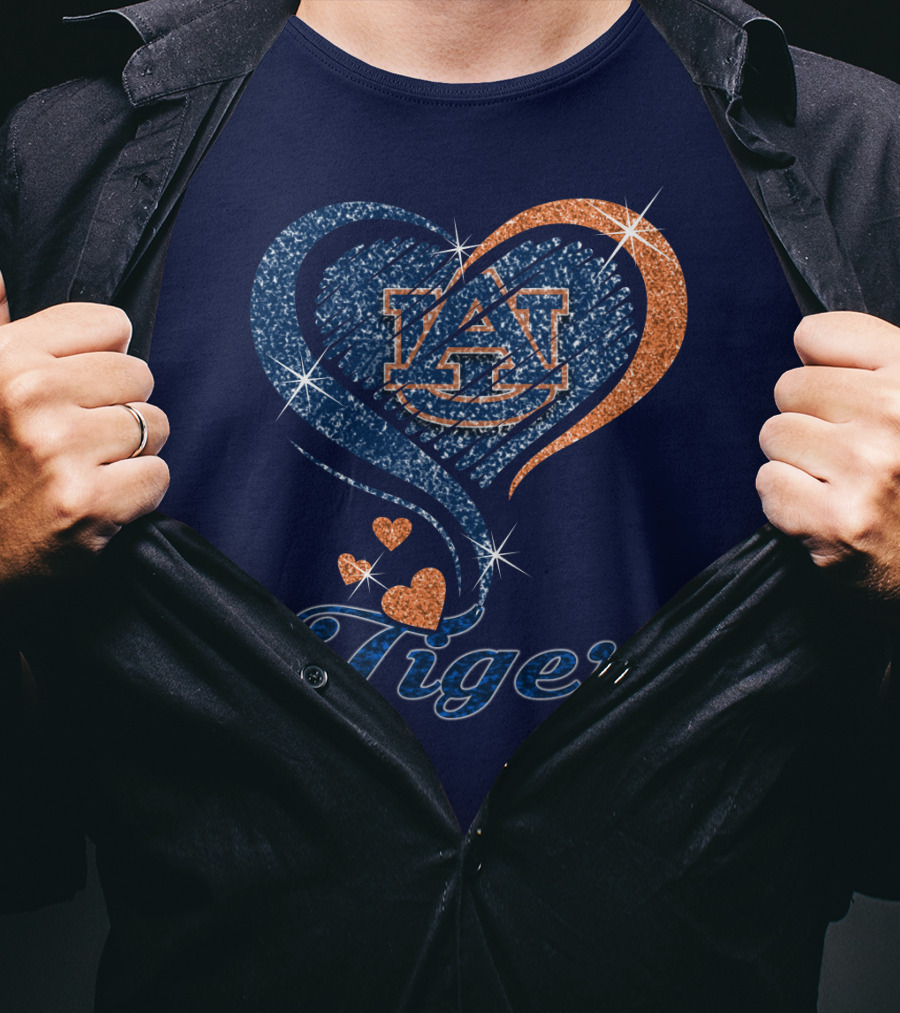 Auburn Tigers Heart Logo With Effect T-Shirt